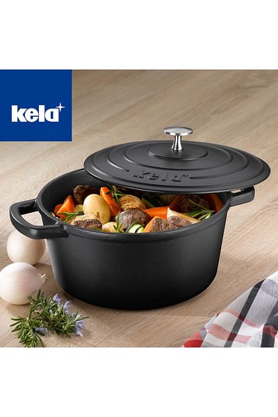 Kela Cast Iron Roaster Pot With Lid Calido 21 Cm Black