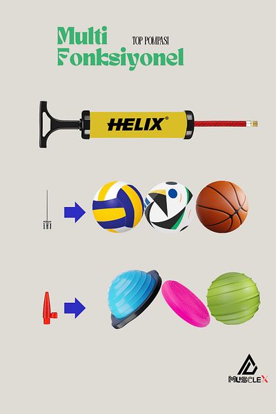 Musclex Spor Tekstil Football Basketball Volleyball Handball Pilates Bosu Ball Inflator Hand Pump