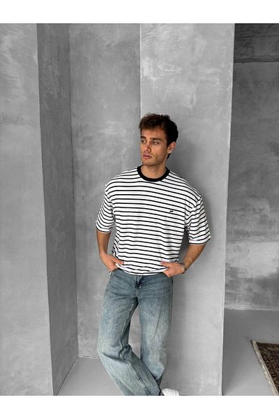 İLKCET MODA Ριγέ μπλουζάκι Unisex Oversize