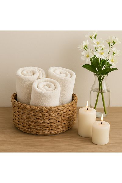 Dore Natural Wicker Round Basket Set (3 Pcs) - Hand Knitted Decorative Baskets