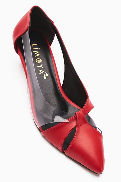 Limoya Fenja Red Transparent Edge Low Heeled Shoes