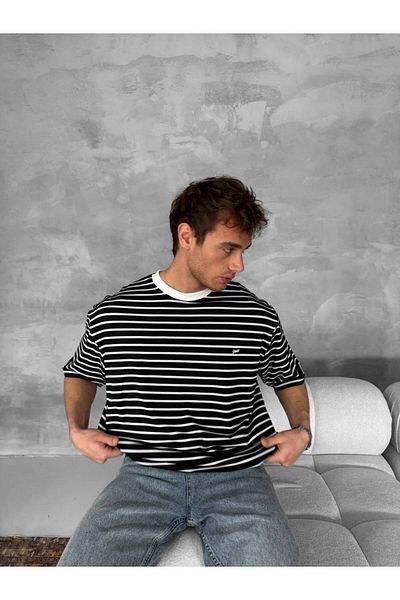 İLKCET MODA Ριγέ μπλουζάκι Unisex Oversize
