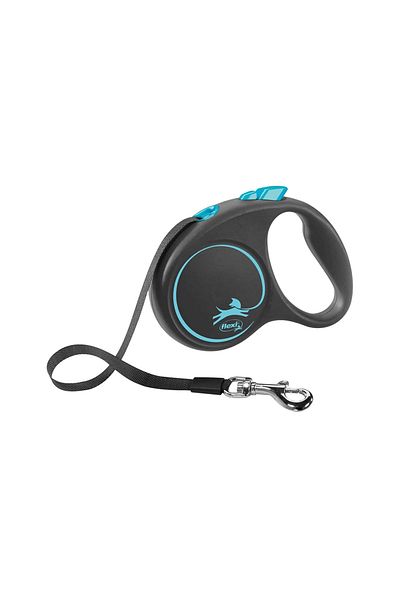 Flexi Black Design Stripe Automatic Walking Collar Blue M 5m Pack Of 2