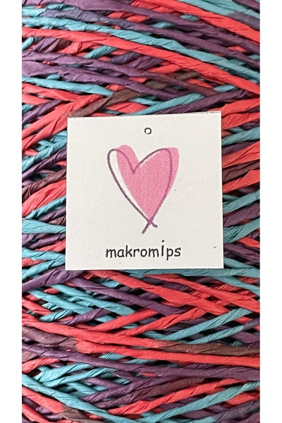 Makromİps PREMİUM MİX ÇOK RENKLİ EBRULİ KAĞIT İP(200 gr 390 m +-20) DOĞAL HASIR JÜT RAFYA ÖRGÜ ÇANTA SUPLA İPİ