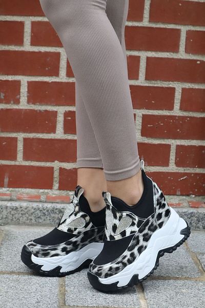 nuaA Nua Shoes Fashion Leopard High Sole Sneaker 10 cm Hidden Heel Casual Sports Shoes