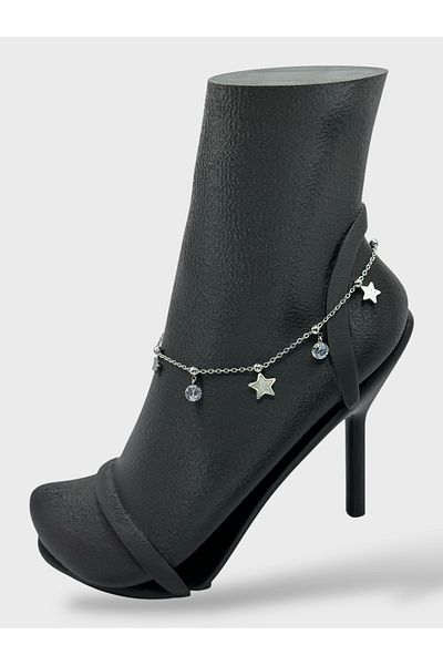 Arnes Jewelry Steel Zircon Stone Star Anklet