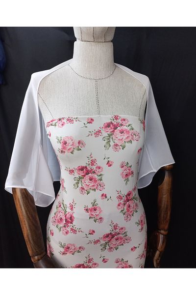es moda shop Ariane Chiffon Short Sleeve White Shawl