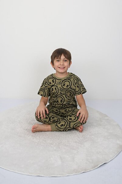 Yağmur Giyim Zeleni uzorak osmehnutog lica 100% pamuk Set pidžama za dečake 3...