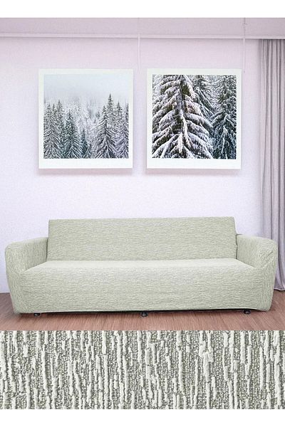 probak 3 Seater Plain Jacquard Stone Gray Sofa Cover |   Elastic Seat Cover |   Sofa Bed Cover |   Seat Cover