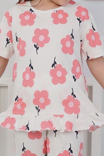 Yağmur Giyim Set pijamale cu mâneci pentru fete 100% bumbac 3-8 ani 21207-e