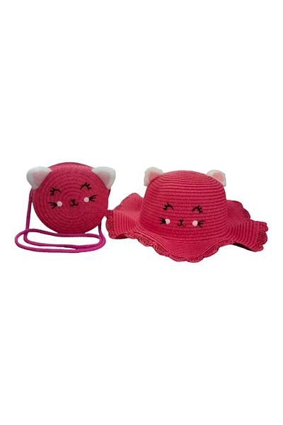 Aware Time 3-8 Years Old Girl Straw Accessory Fedora Hat Bag Set