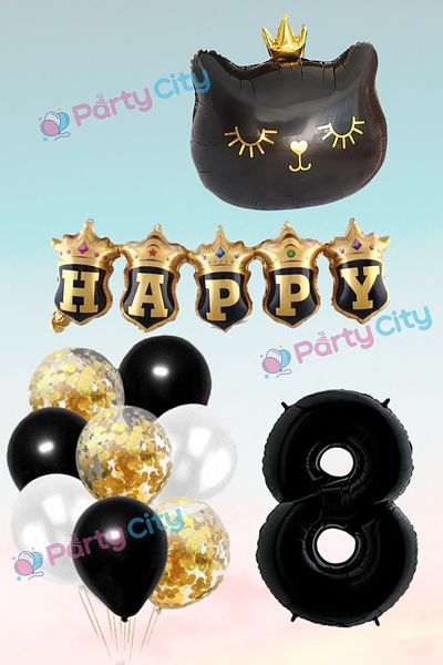 Party City 8 Years Old Crown Foil Balloon Set - Birthday Celebration
