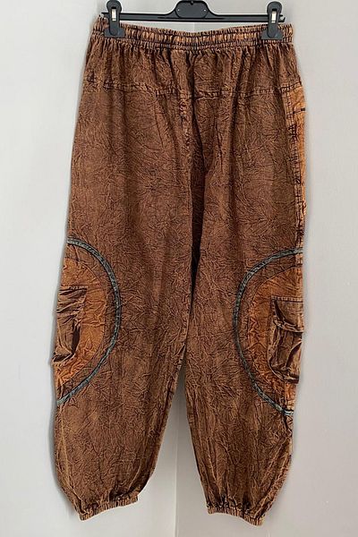 AYASOFYA OTANTIK Unisex Nepal Coffee Ethnic Αυθεντική μέση και πόδια με ελαστικές τσέπες με φερμουάρ Casual άνετο παντελόνι Bohemian