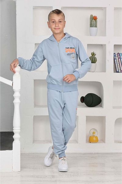 yagmurgiyim PJK2İ Skater Blue Σετ αθλητικές φόρμες για αγόρια - Ηλικίες 5-14, Κλείσιμο με φερμουάρ, 100% βαμβάκι 7469-M