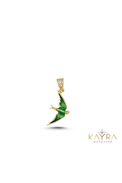 Kayra Mücevher Minimal Mineli Kırlangıç Altın Kolye Ucu AH62