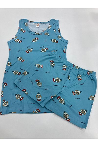 Yağmur Giyim Set boxer pentru băiat cu model de rachetă albastră ELM 7033