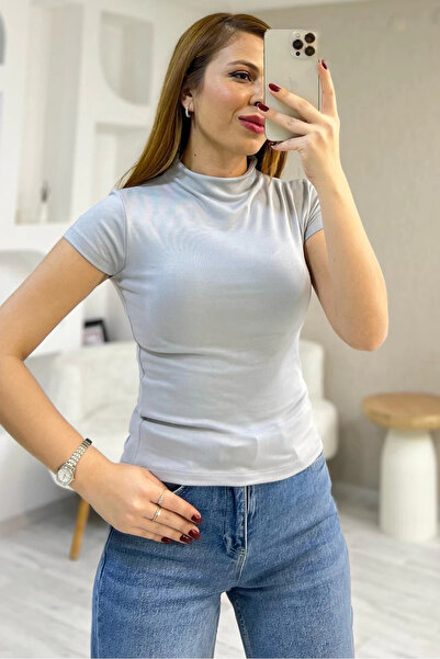 Paw Garage Γυναικείο μπλουζάκι Aria Bebe Kol ψηλός λαιμός Basic από βαμβακερό χτενισμένο βαμβάκι