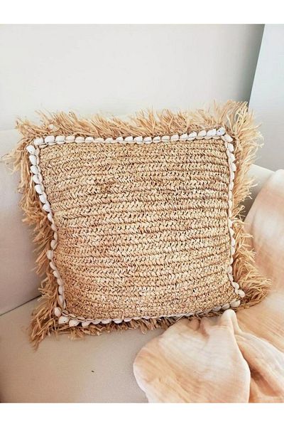 EACHTOME Pernă Bohemian Raffia tricotată cu umplutură interioară