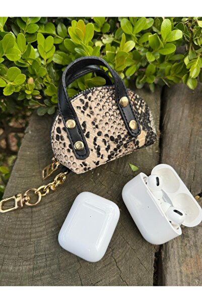 KOSO KREM YILAN DERİSİ GÖRÜNÜMLÜ AİRPODS 1/2/3/4/PRO/PRO2/PRO3 UYUMLU UNİVERSAL ÇANTA