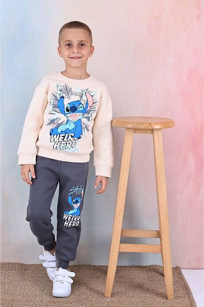 yagmurgiyim Σετ αθλητικές φόρμες για αγόρια PJK3İ Hero Stitch Pattern, καπνιστό, 3 κλωστές, 100% βαμβάκι, 3-10 ετών 7361-F