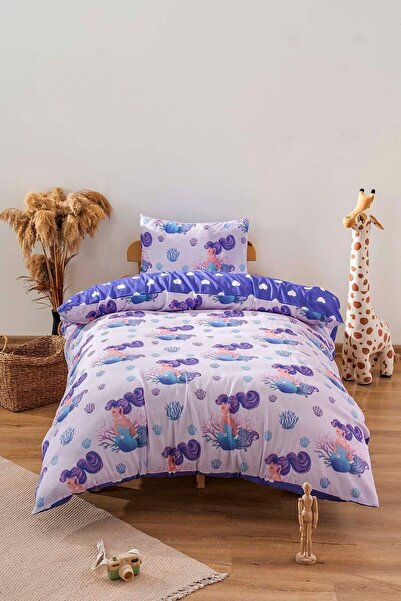 Zethome Двосторонній дитячий комплект постільної білизни «Морська дівчина» з бавовни 160x220 см