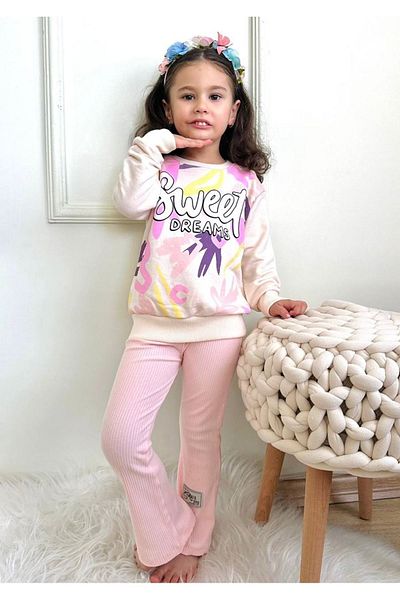yagmurgiyim Pjk2I - Daisy Patterned Pink Tights for Girls, 100% Cotton, 3-10 Years 7227-P