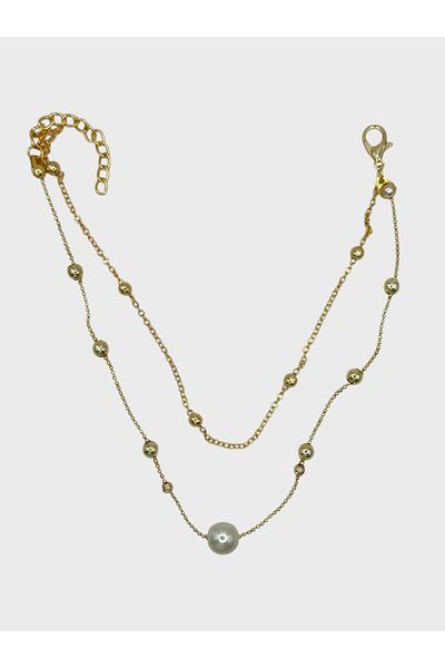 Arnes Jewelry Steel Dorical Anklet with Pearls