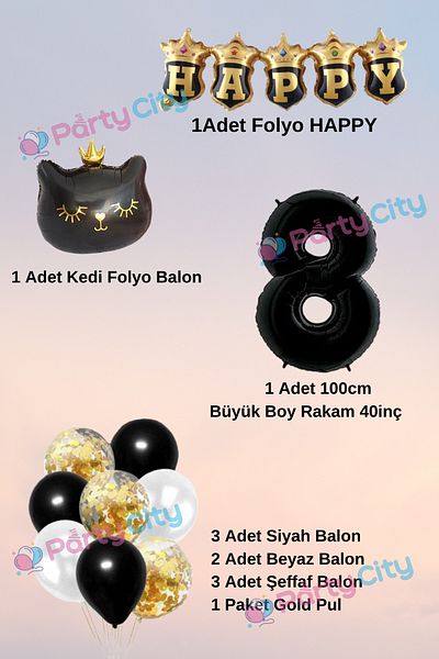 Party City 8 Years Old Crown Foil Balloon Set - Birthday Celebration