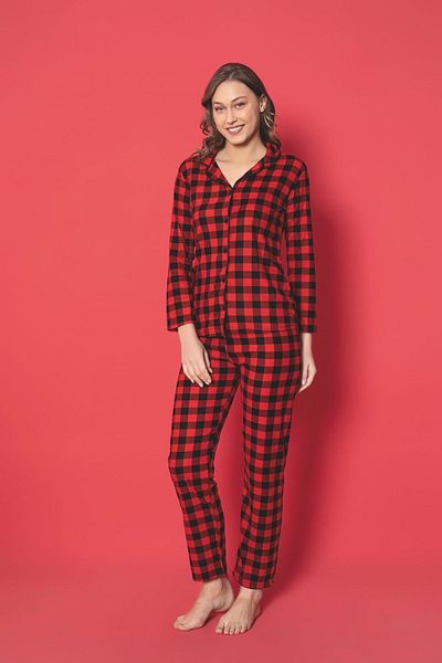 Yağmur Giyim Mlale Plaid Patterned Suede Pajama Set 2055