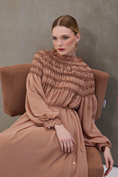 HILL HABB Elegant and Romantic Chiffon Detailed Long Dress