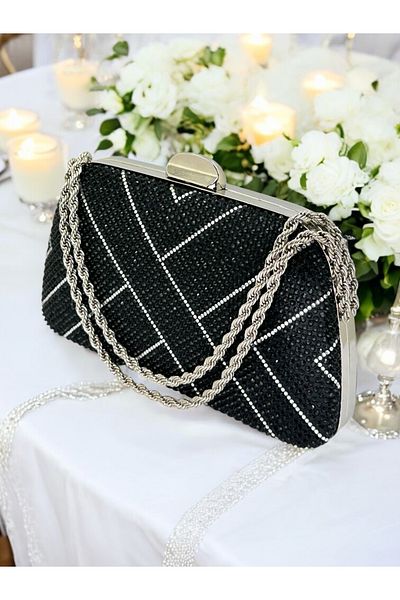 Wedding Fashion Culoare Neagră Mâner Lanț Geantă Rochie De Seară De Damă Absolvență Nunta Logodna