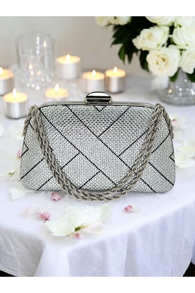 Wedding Fashion Lanț de culoare argintie cu mâner Geanta rochie de seara dama absolvire nunta logodna