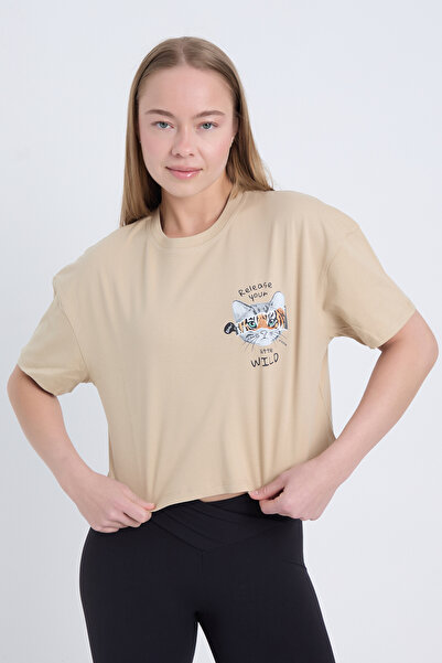 Velvoria Γυναικείο oversized Realase Your Beige Color Crop