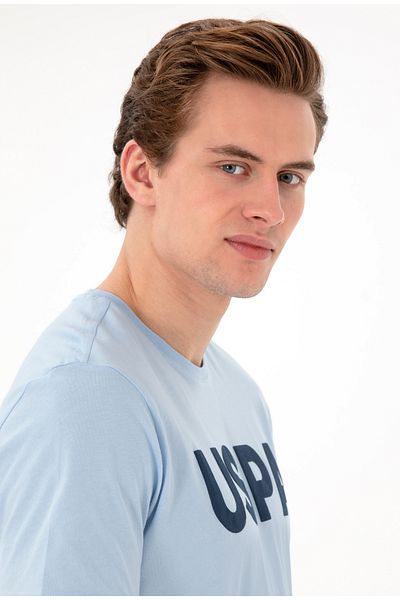U.S. Polo Assn. U.S. Polo Assn. Men's Fashion Collar Basic T-Shirt Blue Opening Fit