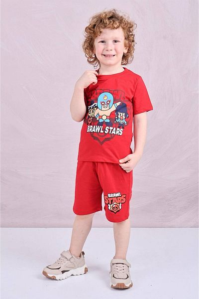 Yağmur Giyim Red Shorts Suit 7598-K Pjkskt Brawl Star Pattern