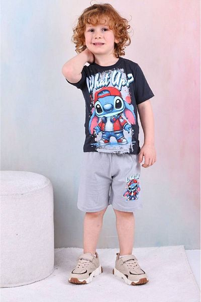 Yağmur Giyim Stitch What up Gray Men's Shorts Suit 7528-g