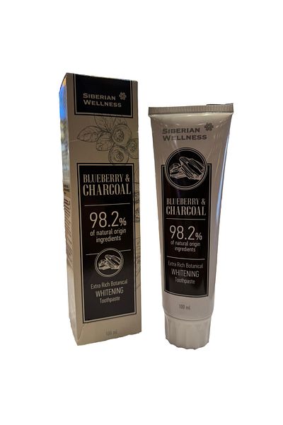 Siberian Wellness Blueberry & Charcoal Toothpaste - Blueberry and Wood Charcoal Toothpaste with Whitening Effect
