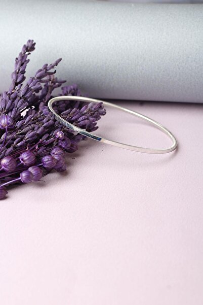 BY BARUN SİLVER Ajda Bilezik Kibrit Çöpü Halka 925 Ayar Modern Gümüş Bilezik