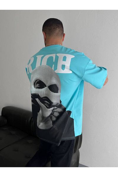 İLKCET MODA Πλούσιο μπλουζάκι υπερμεγέθης ψηφιακής εκτύπωσης