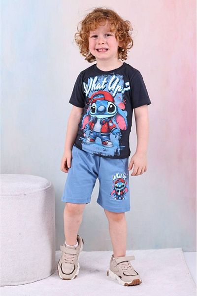 Yağmur Giyim Costum pentru bărbați albastru cu pantaloni scurți 7528-m Design cu model