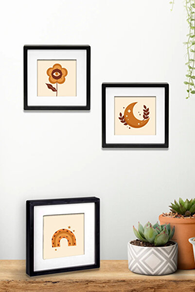 LİFE GLOBAL Black 14X14Cm Pola Square Photo Frame with Adhesive Removable Mat - Set of 3 Pack Pvc Li