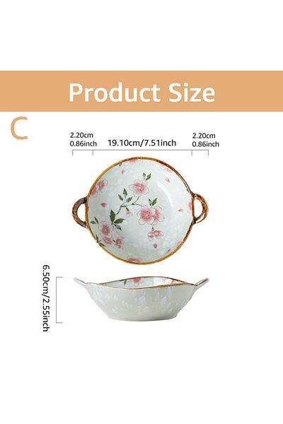 Choice 7.5 inch Style C Japanese Household Noodle Bowl 7.5inch Ceramic Soup Bowl With Handle Salad Pasta Bo