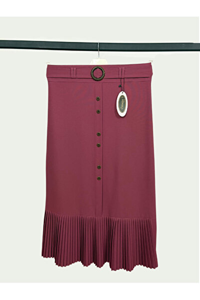 MODA Düğmeli Piliseli Vintage Model Etek