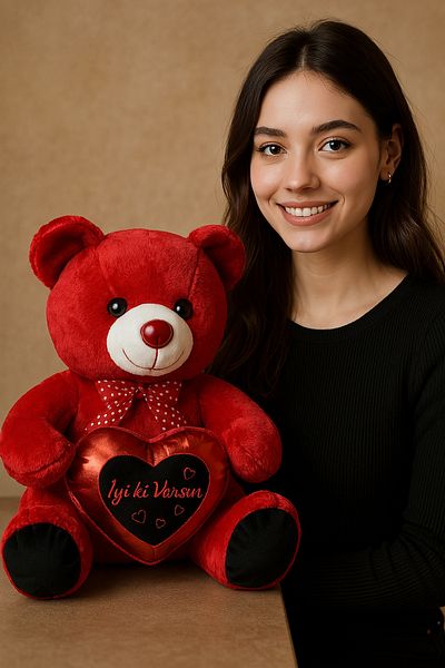 KENT Polly Toys Teddy Bear Coated Imported Kamaşa 50 cm with Soft Texture