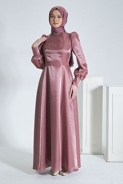 Azeem Glitter Satin Hijab Evening Dress, Graduation, Engagement, Wedding, Promise Dress
