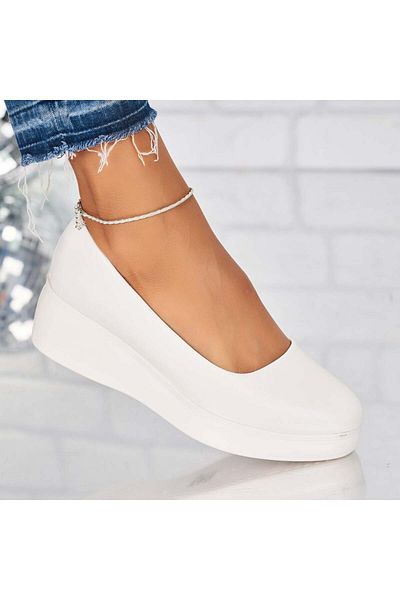 Joana Pantofi dama Casual White Penny din piele ecologica