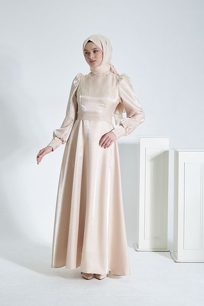 Azeem Glitter Satin Hijab Evening Dress, Graduation, Engagement, Wedding, Promise Dress