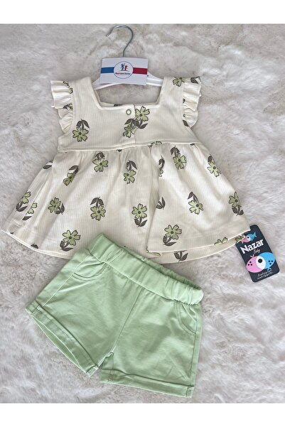 nazar baby Papatya Baskılı Kolsuz Şortlu Takım