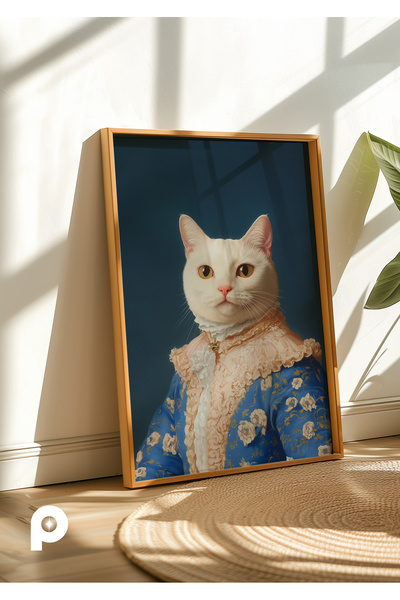 Home Yağlı Boya Görünümlü Dönem Kedileri, Kedi Portre Oturma Odası Dekoru, Çe...