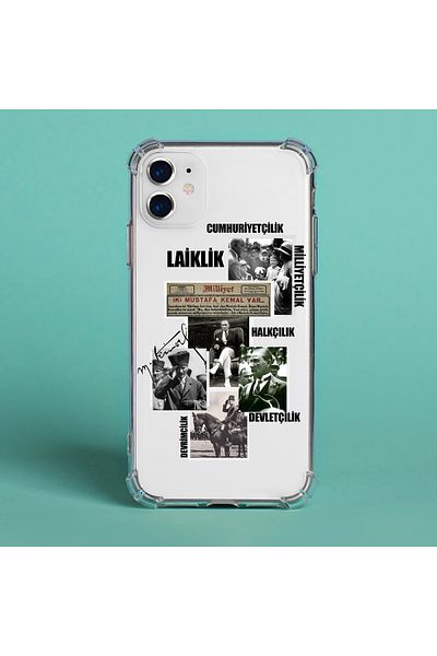 DEMİNA حافظة شفافة متوافقة مع هاتف iPhone 15 Promax ومطبوعة على شكل أتاتورك